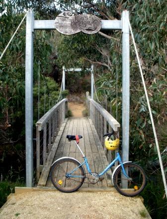 My father's bicycle, and the bridge named in his honour. Photo by Ellen Smith